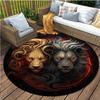 Grey Yellow Lion Round Rug Floor Mat Doorway Rug With Nonslip Backing Outdoor Patio Camping Rug Floor Mat Living Room Bedroom Decoration