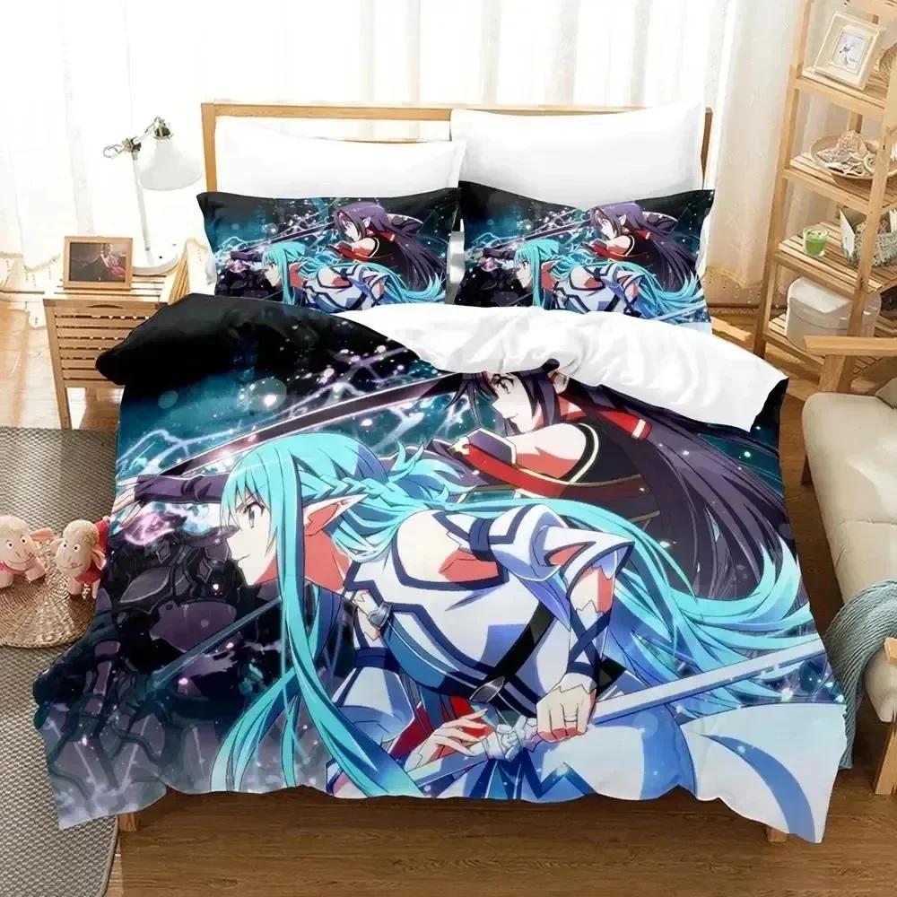 Luxury New 3D Print Anime Asada Shino Sword Art Online Bedding Set Duvet Cover Bed Set Quilt Cover Pillowcase Queen Boys Adult