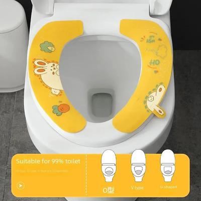 Ensemble de couverture de lavabo de salle de bain domestique, piédestal de dessin animé WC, coussin de siège collant lavable, housse de siège de toilette universelle