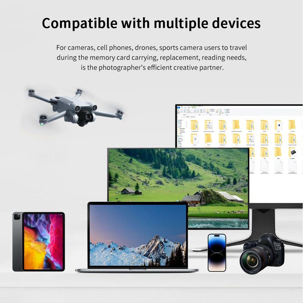 2 In 1 Memory Card Reader Case USB 3.1 Type-C High Speed Transmission Reader Waterproof Card Case for Outdoor Photography