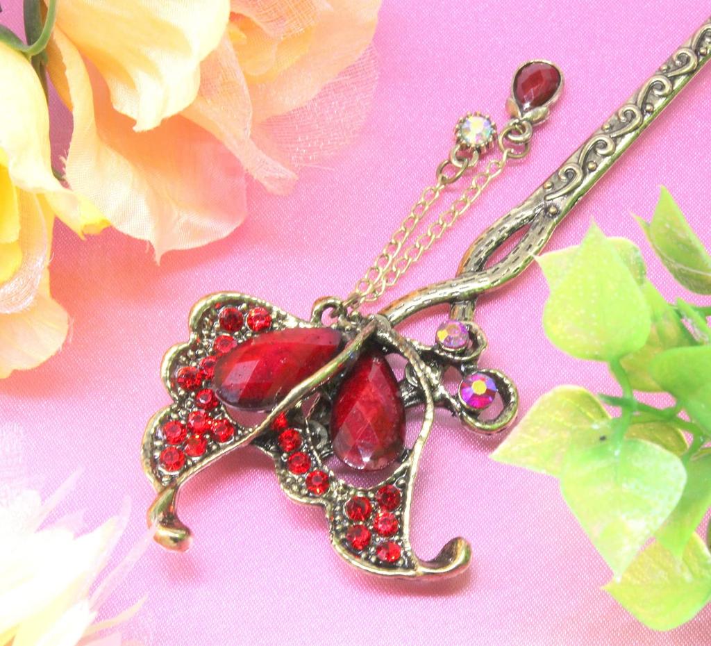 Miaomyao Single for Japanese and Metal Hair Butterfly Antique Muted Hair Miaomyao Hairpin, Hairpin, Clothing, Tomesode, Kimono, Yukata, Ornament,