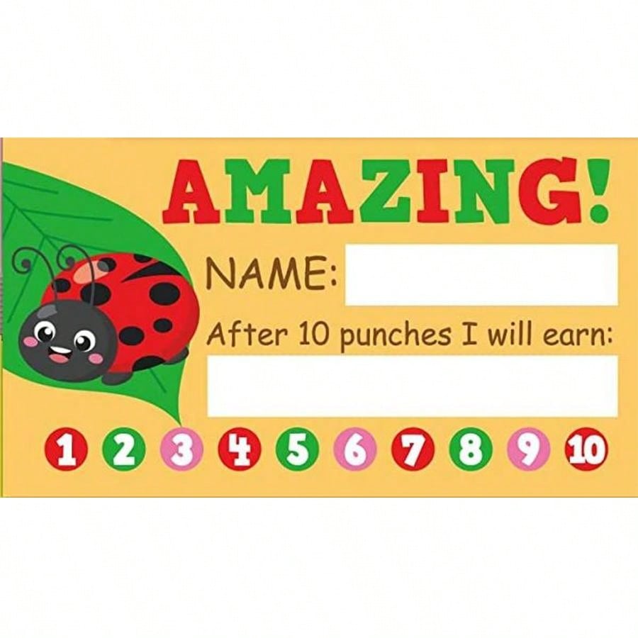 50pcs Cartoon Reward Cards Student Punch Cards for Business Classrooms Student Teacher Rewards Cards 50PCS&Paper