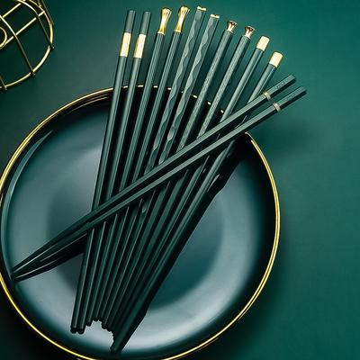 5 Paar Essstäbchen aus Legierung im japanischen Stil, hochtemperaturbeständige Essstäbchen, Lebensmittel-Sushi-Stäbchen, rutschfestes Geschirrset für zu Hause