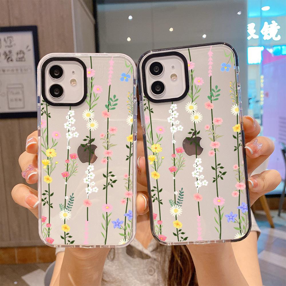 Europe and the United States hot-selling ins wind flower flower apple 17pro transparent mobile phone case iPhone16pm soft case protective case