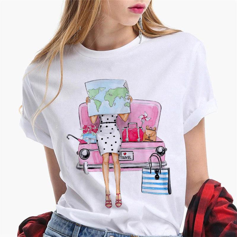 New for 2021 Aesthetic Fashion T-shirt Print White T-shirt Summer Short Sleeve Tee Tops Hipster T Shirt