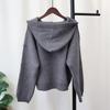 Thickened Hooded Knitted Sweater Top Autumn and Winter New Simple Style Solid Color Loose and Thin Sweater Pullover Woman