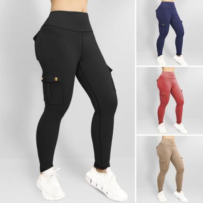 Dames sportbroek Yogabroek Slim Fit Hoge taille Elastisch Sneldrogend Mager Zacht Ademend Effen kleur Zakken Dames joggingbroek