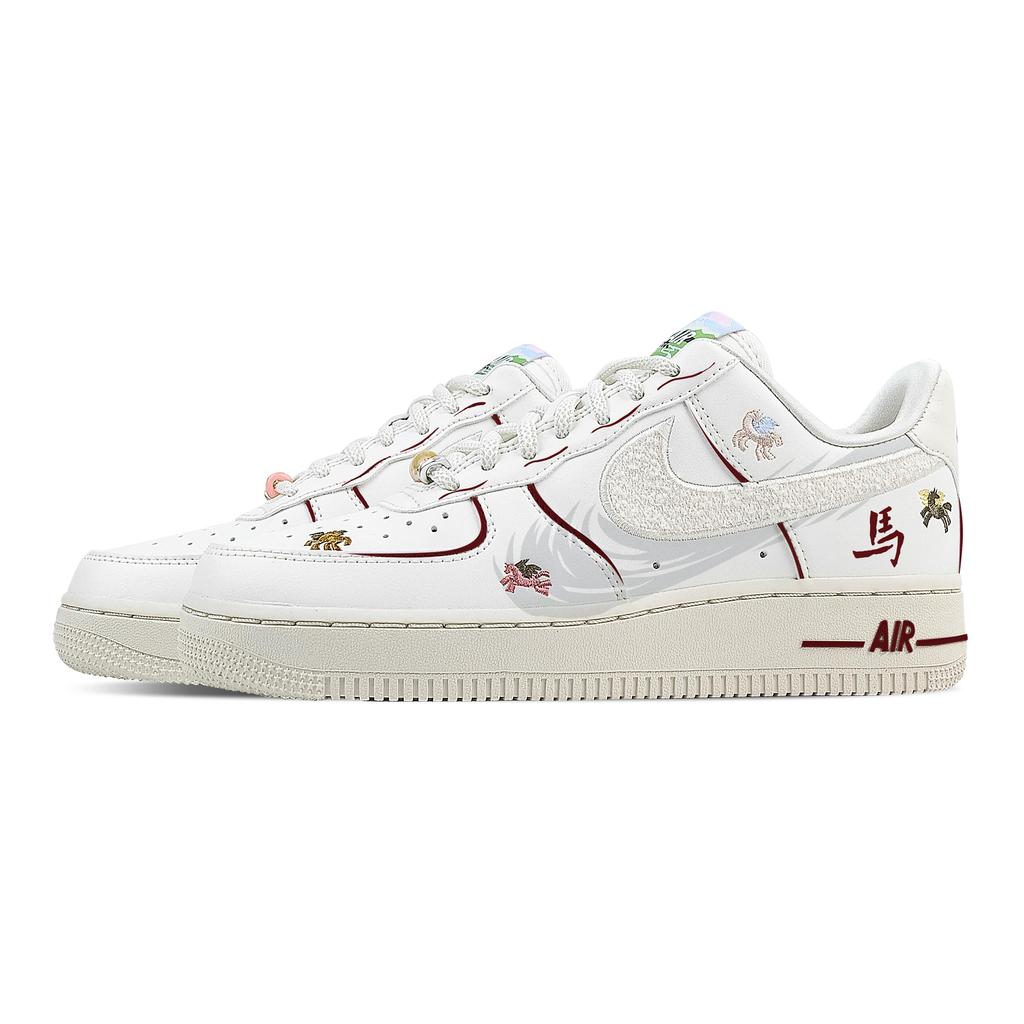 Nike Air Force 1 Wealth And Prosperity Breathable Low top Skateboard Shoes Women's White Red IQ1143-100(Team773-)
