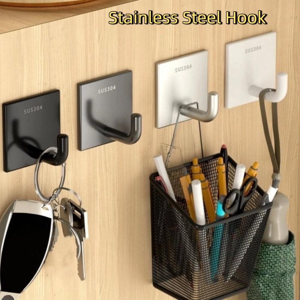 20PCS Rustproof Stainless Steel Hook Strong Adhesive Strong Adhesive Hook  Kitchen Use