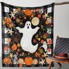 Autumn Ghost Pumpkin Pattern Flannel Throw Blanket Soft Plush Fleece Bed Sofa Cover,Lightweight Decorative Warm Throw for Halloween Home Decor
