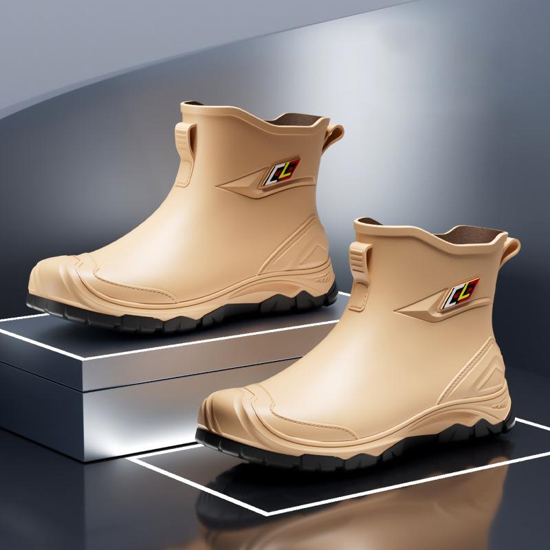 New Men Riding Rain Boots Plus Cotton Warm Non-slip Waterproof Shoes Mid-tube Work Shoes Rain Boots Motorcycle Protective Boots