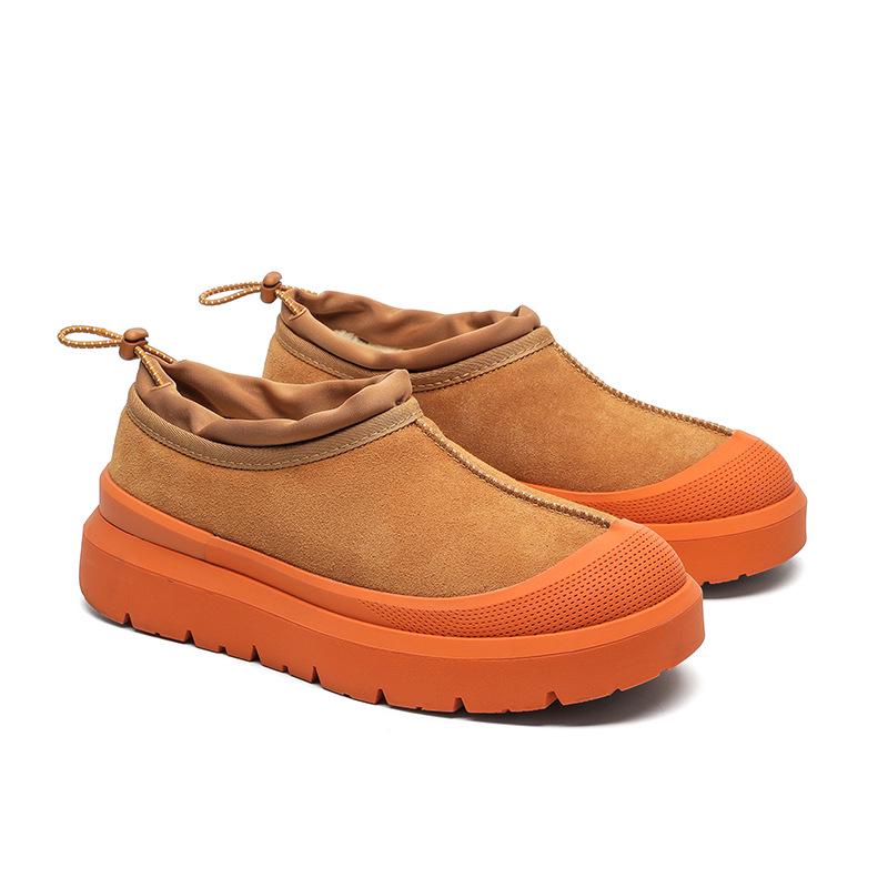 

3618-U Unisex Low-Top Snow Boots: Thick Sole, Genuine Leather, Winter Warmth 43-Male красный/каштановый