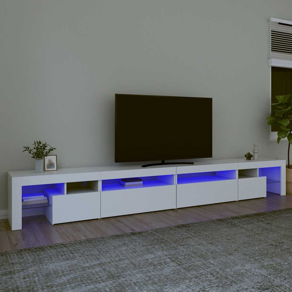 Vidaxl Szafka Pod Tv Z Oświetleniem Led, Biała, 290X36,5X40 Cm