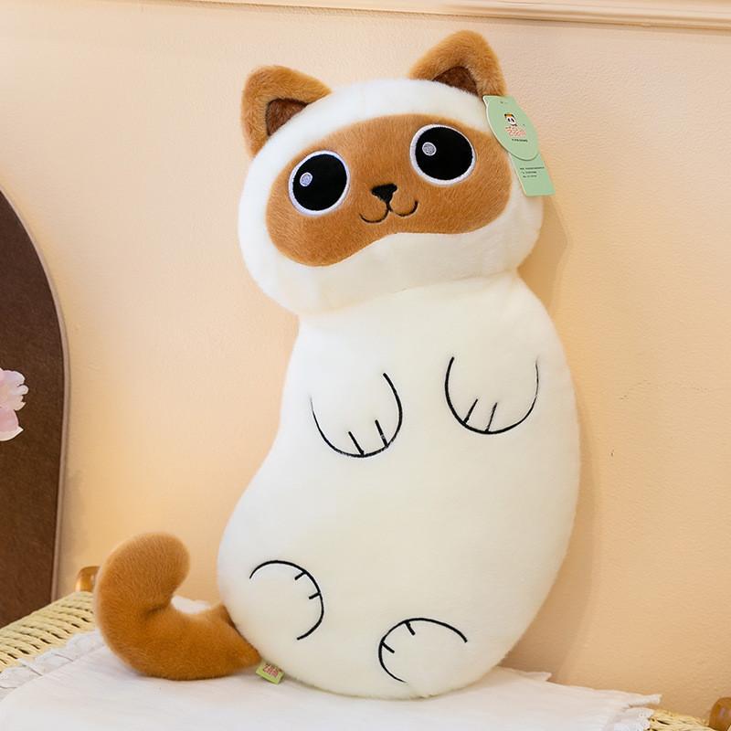 Cute Siamese Cat Plush Pillow With Pp Cotton Filled Soft Toy For Kid And Teens