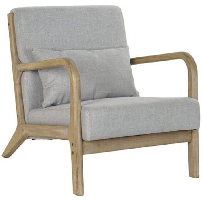 Fauteuil - DKD HOME DECOR - Standard - Gris - Polyester - Bois d'hévéa - 1 place