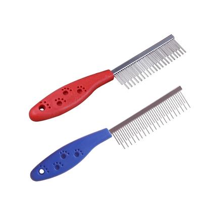 Rostfritt stål Hundkam Husdjurshårborttagning Lossande Pin Kammar För Katt Hund Rengöring Grooming Tool 19,5*3cm