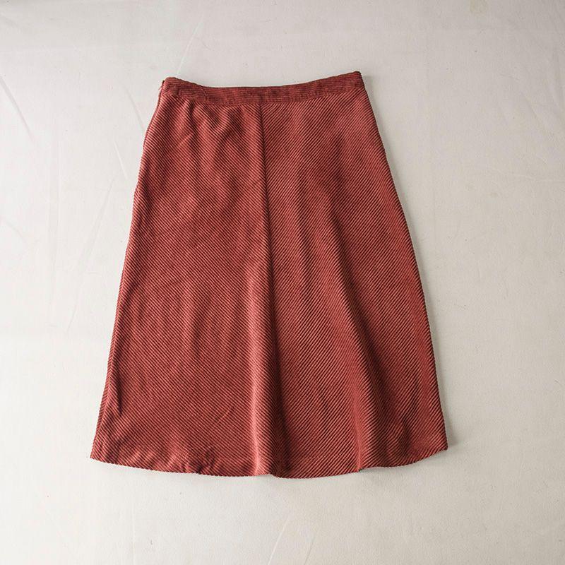 

Fresh and Refined Women s Clothing Spring Not Fancy Minimalist Small A- Style Hemline Daily Style Corduroy Skirt Rust red 2 pieces