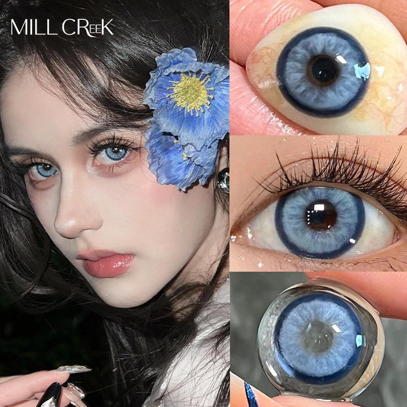 Mill Creek Renkli Kontakt Lens 14.5MM Anti UV Barbie Mavi/Yeşil/Kahverengi Kontakt Lens Yumuşak ve Rahat 1 Yıllık Kullanım