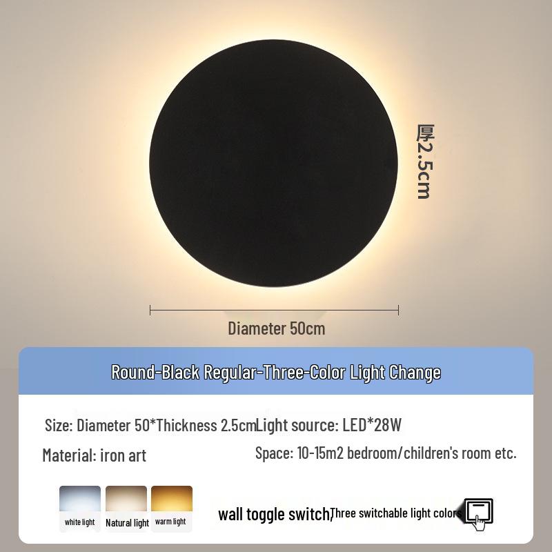 Modern Minimalist Round Wall Lamp for Bedroom and Living Room Decor