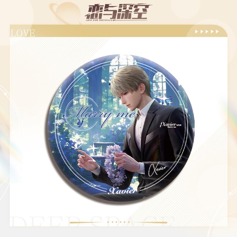Love and Deepspace Sylus Xavier Zayne Rafayel 75MM Anime Cosplay Shiny Colorful Badge Brooch Pin Game Fans Collection Deco Gift