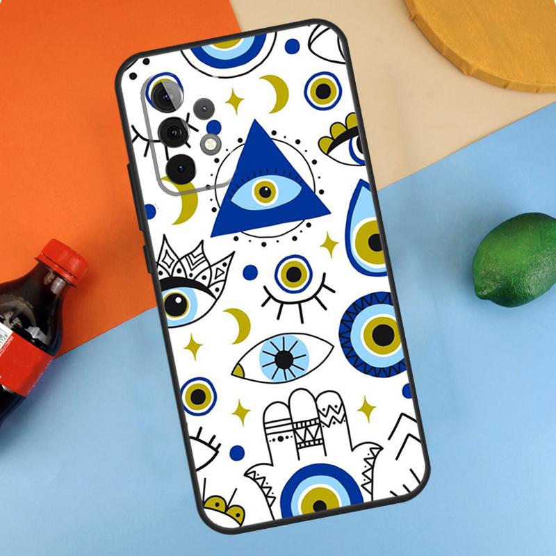 Blue Evil Eye Case For Samsung Galaxy A34 A54 A14 A35 A55 A15 A56 A36 A26 A16 A06 A12 A22 A32 A52 A13 A53