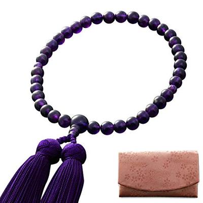 Altar Budista de Kioto Hayashi Cuentas de Oración para Mujer Bolsa de Amatista de Seda Pura Cuentas de Oración de Kioto Puede ser utilizado por todas las sectas Borla Miyako [Set de Oración]