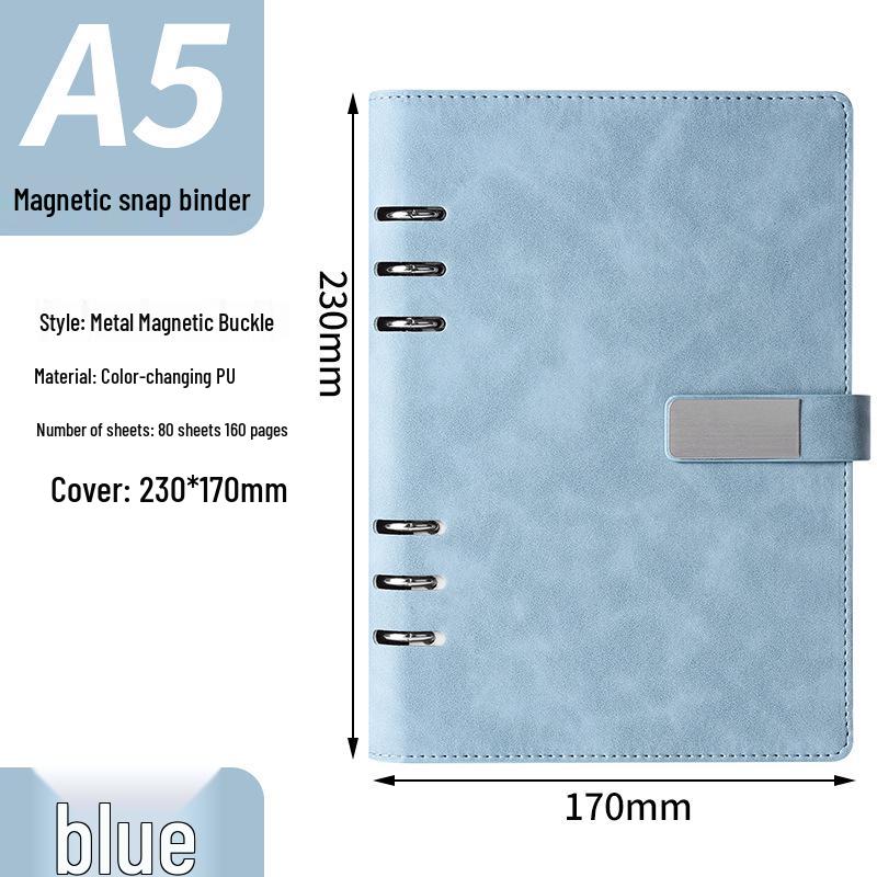 A5 Ring Binder Notebook with Custom Iron Clip, Removable Notepad, and Stylish Cover for Business or Office.