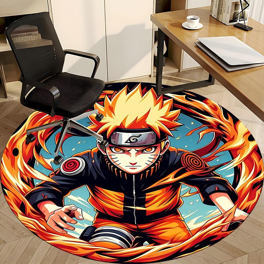 1pc Naruto Chair Carpet for Office Non-Slip, Soft & Comfortable, Carpet for Office, Gaming, Lightweight Round Floor Mat