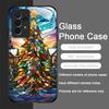 Artistic Cartoon Christmas Tree Pattern Tempered Glass Phone Case for Samsung Galaxy S25 Ultra S24 S23 Plus S22 S21 S20 FE Cover