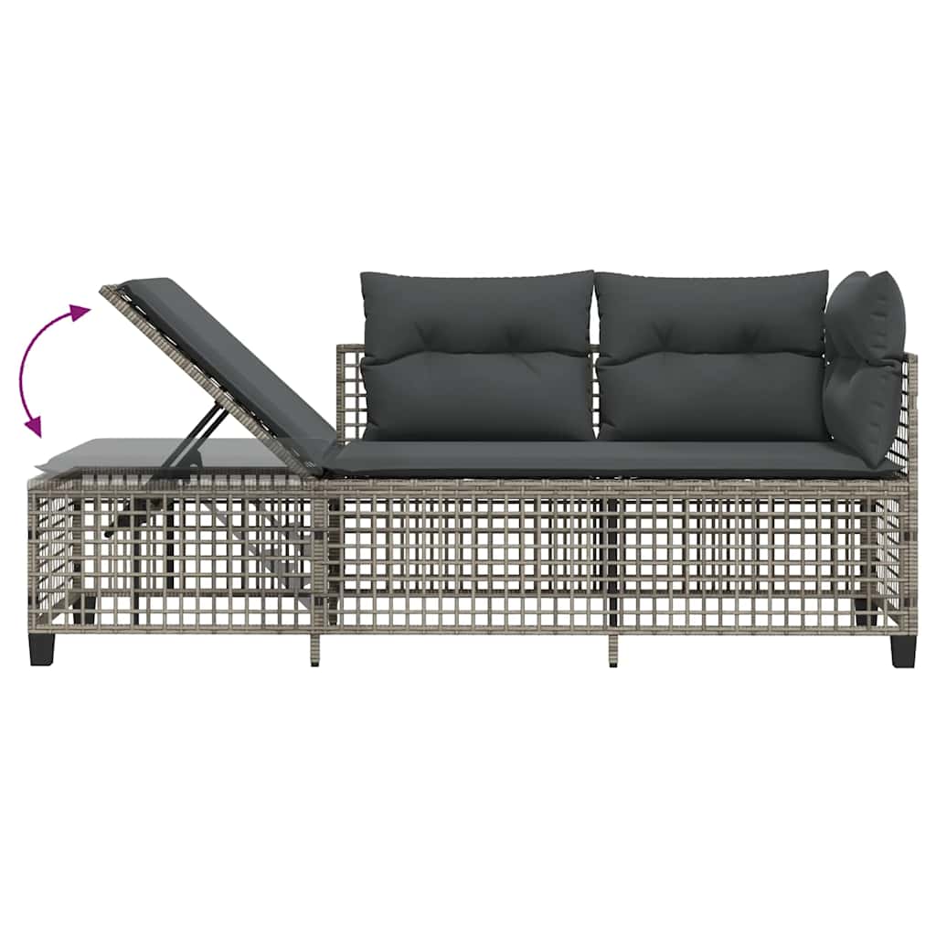 3 Piece Garden Corner Sofa Set with Cushions Grey Poly Rattan