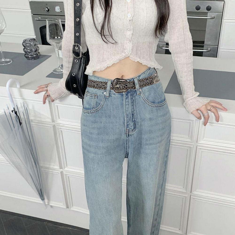 Y2K Round Rivet Belt Chic Alloy Buckle Waistband Women Man Jeans Belts