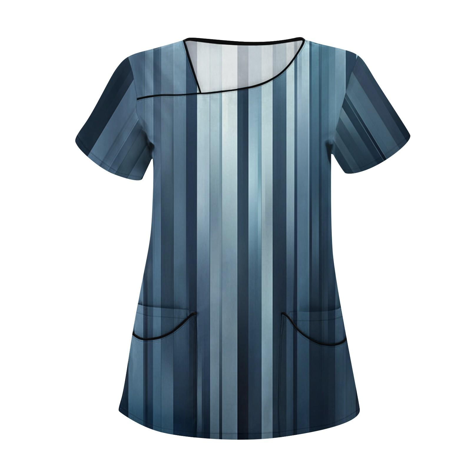 

Женская повседневная рабочая одежда с короткими рукавами и наклонным воротником с принтом и двойными карманами XXXXL