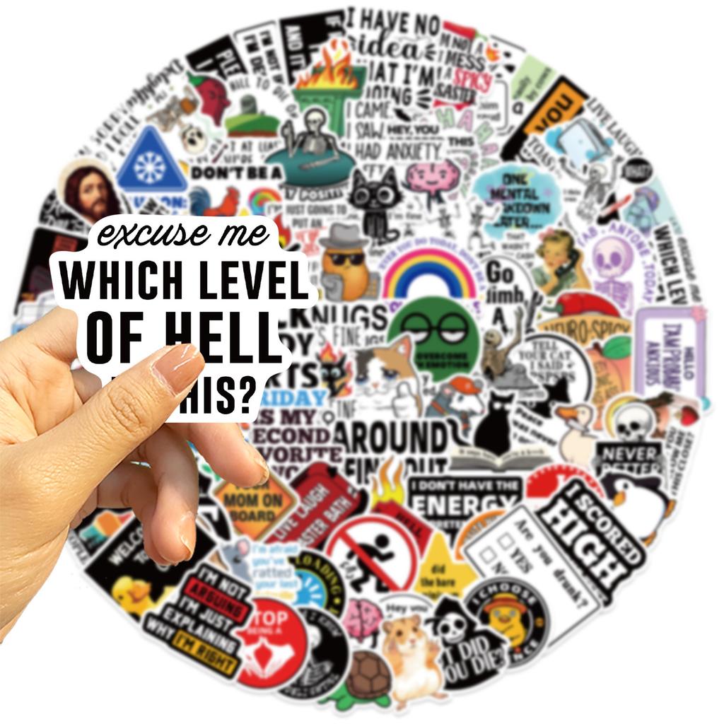 100 Fun Prank Meme Stickers Decorate Guitar Laptop Suitcase DIY Waterproof