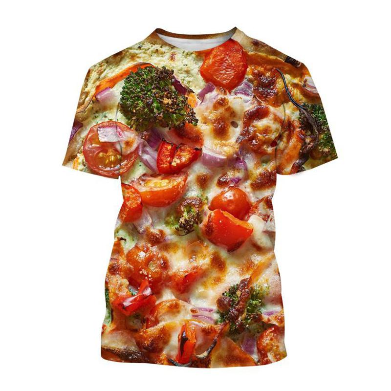 Plus Size Men Women Sausage Pizza Pattern T Shirt Food 3D Printed Tees Casual Round Neck Unisex Tops Short Sleeves T-Shirts
