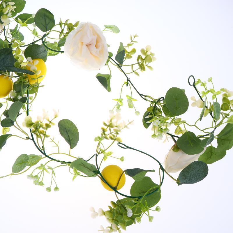 200cm Artificial Eucalyptus Lemon Garland Faux Floral Hanging Vine Rustic Greenery Wreath for Home Wedding Party Decor