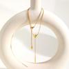 Fashion Minimalist Y-Shaped Long Tassel Necklace, Gold-color Stainless Steel V Necklace, Holiday Party Jewelry for Women Gift