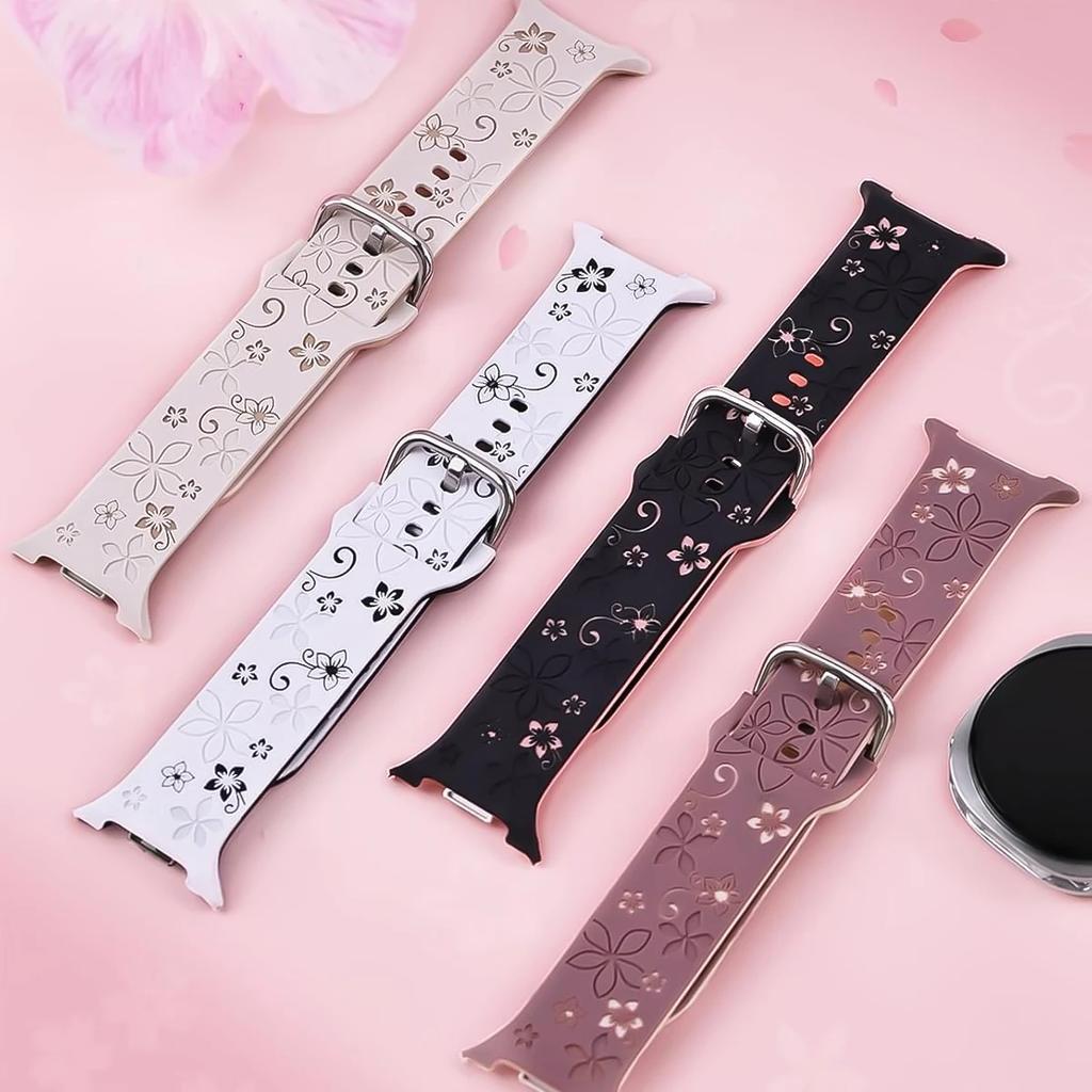 Silicone Carved Print Watch Strap for Samsung Galaxy Watch 8 Classic 46mm/Watch 8 40 44mm Bracelet for Samsung Watch 8 Wristband