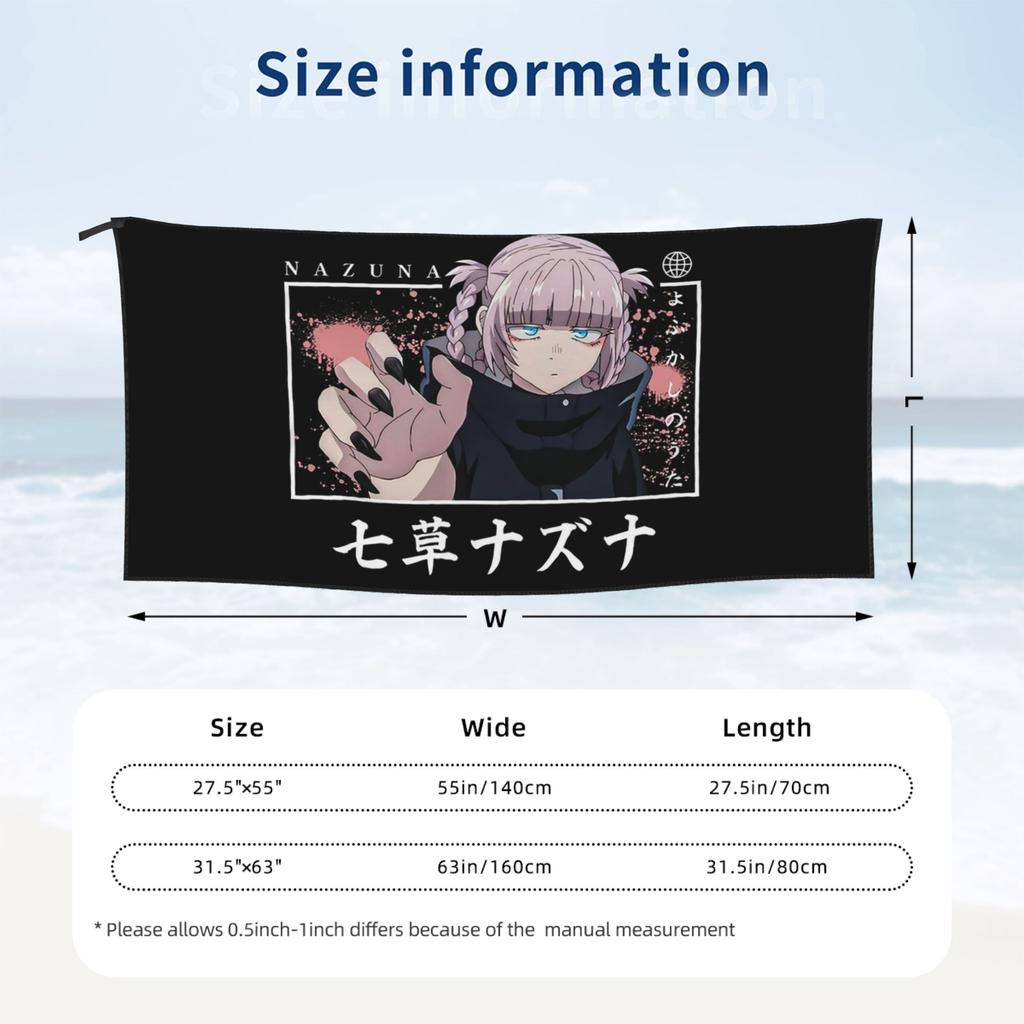 Call of The Night Anime Nazuna Nanakusa Beach Towel Soft Microfiber Quick Dry Absorbent Quick Towels For Yoga