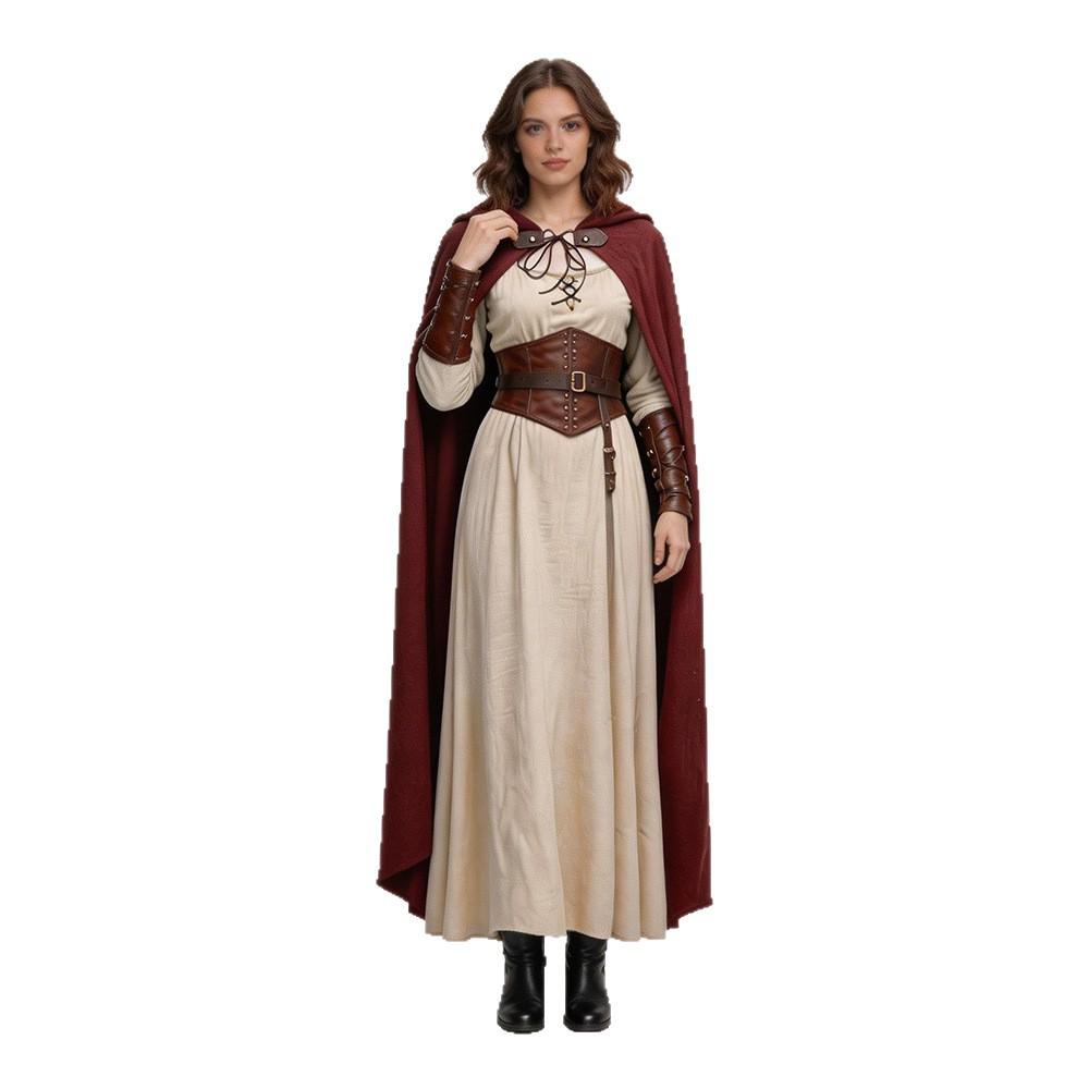 Pelerină Medievală din In Halloween Vrăjitor Hobbit Mag Elfic Pelerină Cosplay Renascentist Robă Lungă