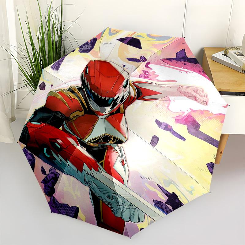 

1pc Power Rangers Red Ranger Automatic Folding Umbrella, 8 Bone Iron Frame, Portable Design for Outdoor Use, Ideal Gift for Fans and Travelers.Y068