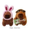 1-20PCS Cute Guitar Capybara Plush Toy Cartoon Guinea Pig Pendant Stuffed Doll Backpack Keychain Bag Car Key Ring Decor Kid Gift