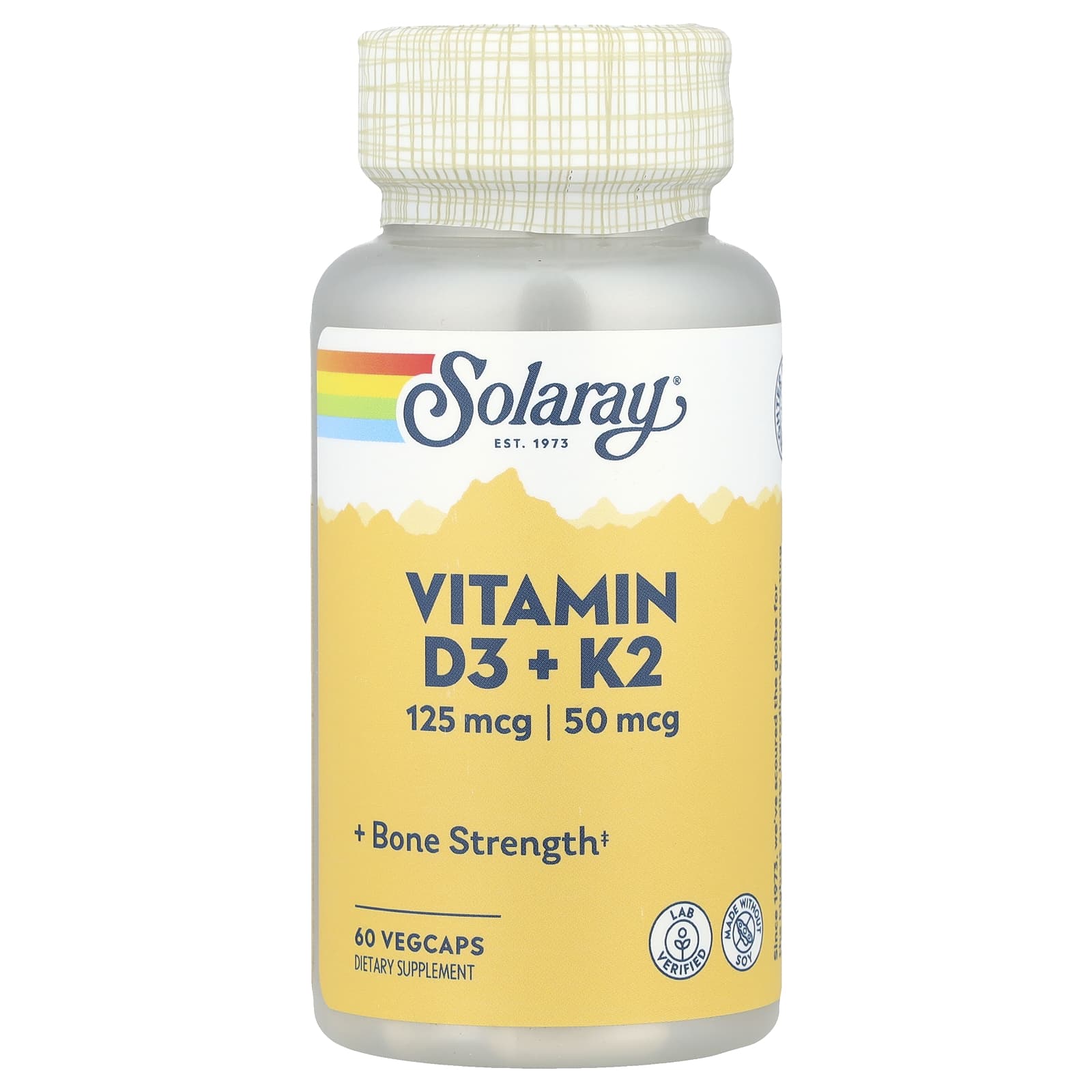 

Vitamin D3 + K2, Soy Free, 60 Veggie Capsules