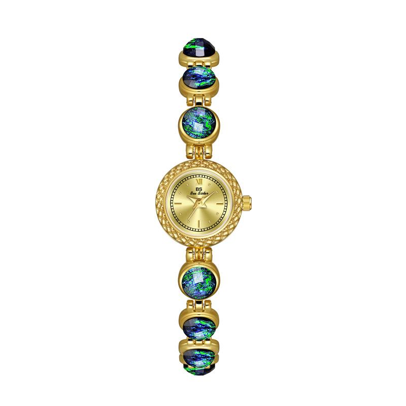 Light Luxury Women's Watches Waterproof Circular Dial Green Jewelry Bracelet Quartz Wristwatch High Temperament Ladies' Watch