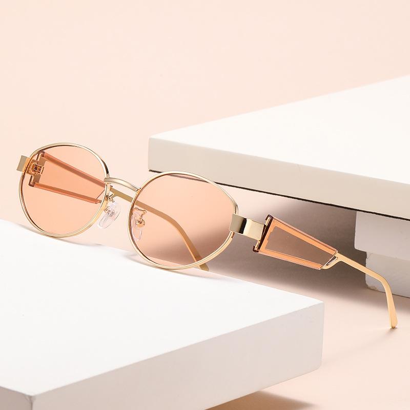 New Oval Metal-framed Sunglasses Are Fashionable, Fresh And Uv-resistant, Unisex Glasses 2426