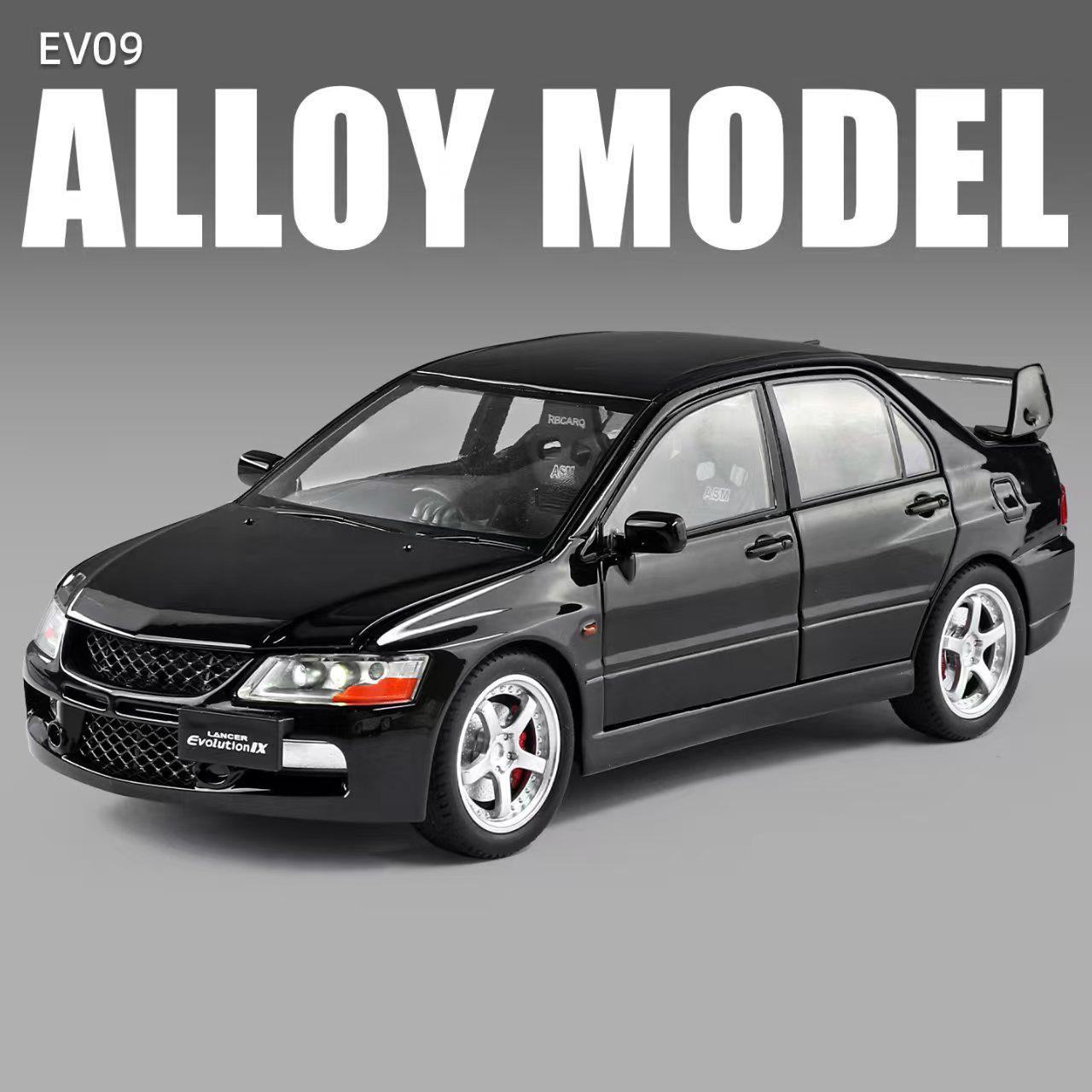

NEW 1:24 Mitsubishi Lancer Evolution IX EVO9 Alloy Car Model Sound and Light Pull Back Children s Toy Collectibles Birthday Gift чорний