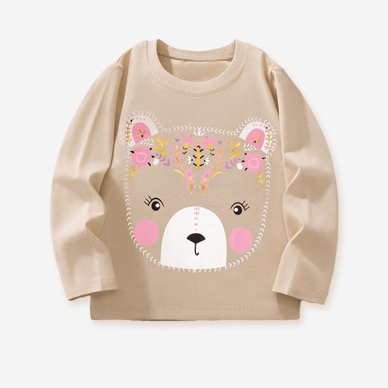 

Вязаный топ с длинным рукавом для девочек на осень/зиму 2025 с мультяшным рисунком плюшевого мишки 110cm