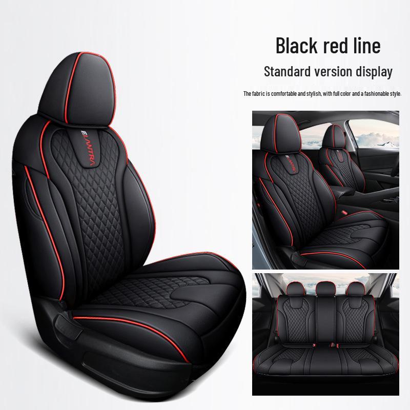Huse de Scaun Auto din Piele Full-Surround Elantra, Universale, Rezistente la Uzură, pentru Toate Sezoanele, Cinci Locuri.