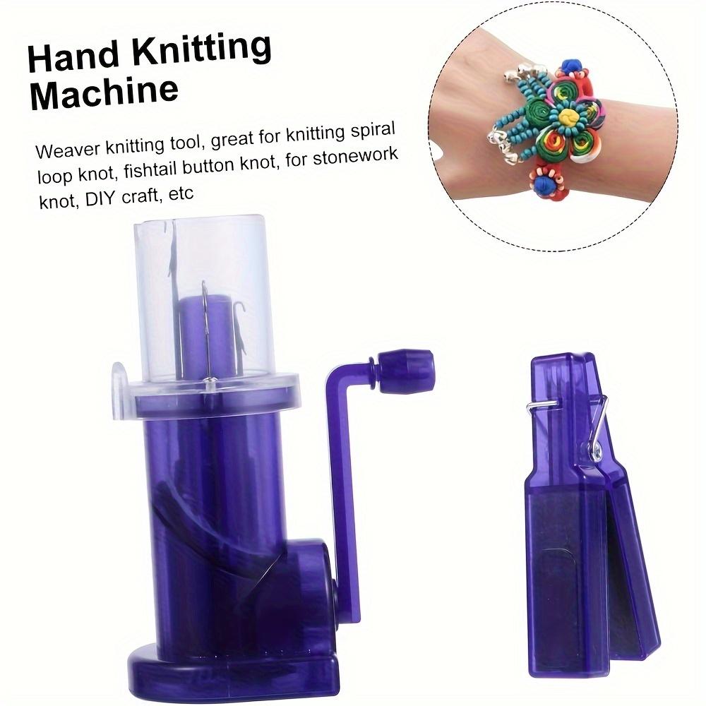 1pc Manual Hand Crank Knitting Loom 3-Needle Portable Craft Tool for DIY Bracelets, Gloves & Accessories Knit Accessories And Supplies Crafting Tool,