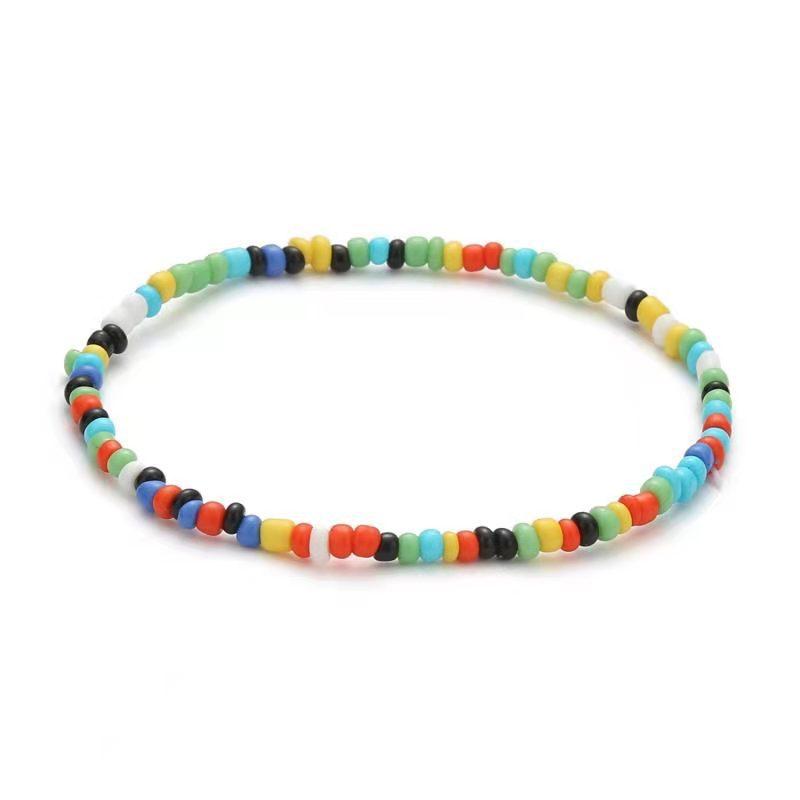 Colorful Beads Anklets Summer Beach Boho Women Elastic Rope Chains Adjustable Ankle Bracelet Beach Jewelry Vacation Accessories