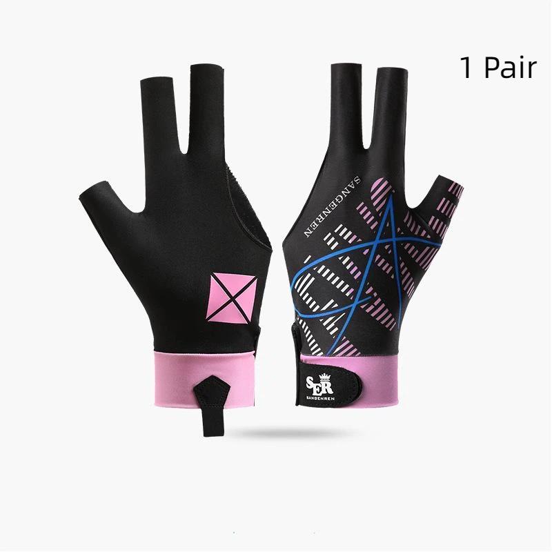 Breathable Soft Billiard Glove Anti-Slip Elastic Professional 3 Finger Fit for Indoor Billiard Sports Game Match Events
